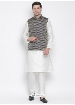 White Cotton Kurta Pajama For Men