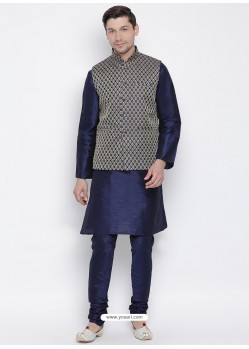 Navy Blue Cotton Kurta Pajama For Men