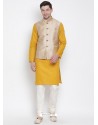 Yellow Cotton Kurta Pajama For Men