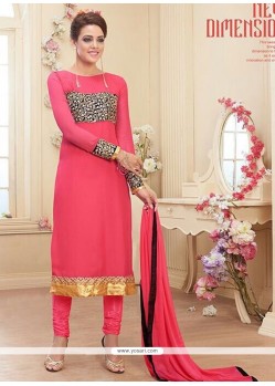 Fabulous Pink Georgette Churidar Salwar Suit