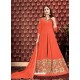 Scintillating Orange Embroidered Designer Anarkali Suit