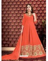 Scintillating Orange Embroidered Designer Anarkali Suit
