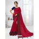 Rose Red Designer Moss Chiffon Party Wear Sari