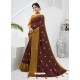 Coffee Designer Moss Chiffon Party Wear Sari