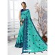 Sky Blue Designer Moss Chiffon Party Wear Sari