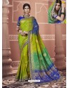 Parrot Green Designer Georgette Party Wear Sari