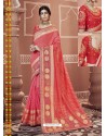 Dark Peach Designer Georgette Party Wear Sari