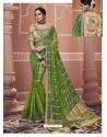 Parrot Green Designer Georgette Party Wear Sari