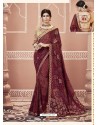 Maroon Designer Georgette Party Wear Sari