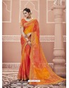 Orange Designer Georgette Party Wear Sari