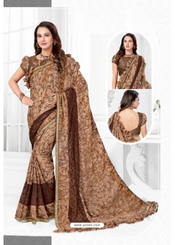 Brown Designer Party Wear Fancy Sari