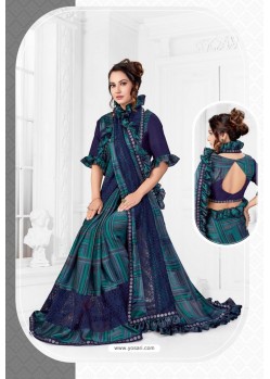 Navy Blue Designer Party Wear Fancy Sari