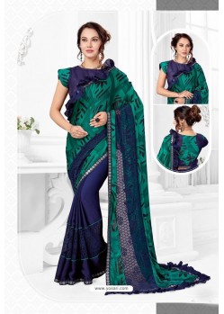 Royal Blue Designer Party Wear Fancy Sari