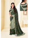 Dark Green Fancy Designer Party Wear Lycra Sari