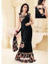 Black Fancy Designer Party Wear Lycra Sari