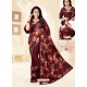Maroon Fancy Designer Party Wear Lycra Sari