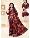 Maroon Fancy Designer Party Wear Lycra Sari