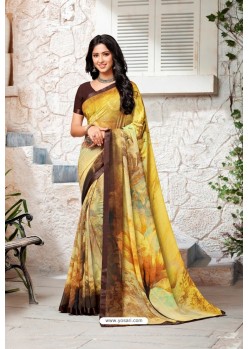 Yellow Designer Casual Wear Georgette Sari