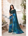 Dark Blue Designer Casual Wear Georgette Sari
