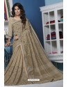 Beige Designer Party Wear Silk Sari