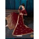 Maroon Heavy Embroidered Faux Georgette Designer Anarkali Suit