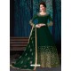Dark Green Heavy Embroidered Faux Georgette Designer Anarkali Suit