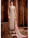 Beige Heavy Embroidered Georgette Designer Straight Salwar Suit