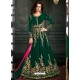 Dark Green Heavy Embroidered Apple Georgette Designer Anarkali Suit