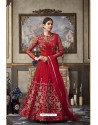 Red Heavy Embroidered Designer Net Anarkali Suit
