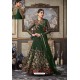 Dark Green Heavy Embroidered Designer Net Anarkali Suit