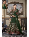 Dark Green Heavy Embroidered Designer Net Anarkali Suit