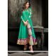 Fab Sea Green Georgette Pant Style Suit