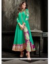 Fab Sea Green Georgette Pant Style Suit