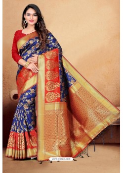 Royal Blue Designer Party Wear Art Silk Sari