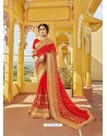 Stunning Red Designer Bridal Wear Wedding Sari