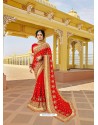 Elegant Red Designer Bridal Wear Wedding Sari