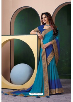 Blue Designer Casual Wear Silk Sari