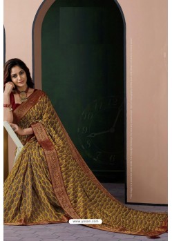 Marigold Designer Casual Wear Silk Sari