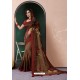 Coffee Designer Casual Wear Silk Sari