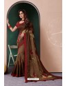 Coffee Designer Casual Wear Silk Sari