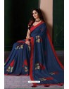 Peacock Blue Designer Casual Wear Silk Sari