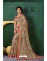 Light Beige Designer Casual Wear Silk Sari