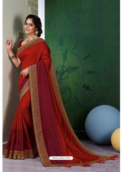 Red Designer Casual Wear Silk Sari