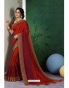 Red Designer Casual Wear Silk Sari