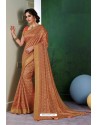 Rust Designer Casual Wear Silk Sari