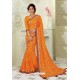 Orange Designer Casual Wear Chiffon Sari