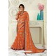 Orange Designer Casual Wear Chiffon Sari