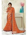 Orange Designer Casual Wear Chiffon Sari