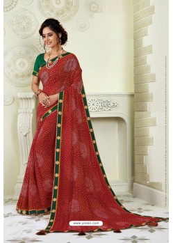 Maroon Designer Casual Wear Chiffon Sari