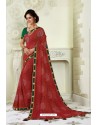 Maroon Designer Casual Wear Chiffon Sari